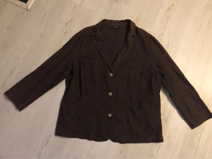 AN18- veste en 100% lin couleur chocolat T 50/52 - photo numéro 3