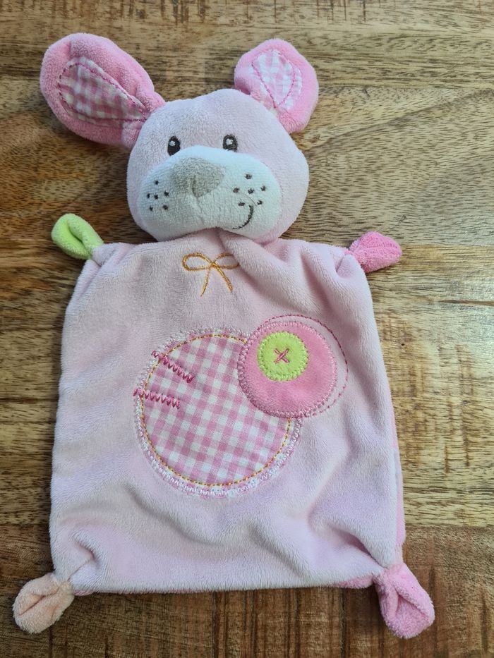Doudou bébé fille naissance lapin rose
