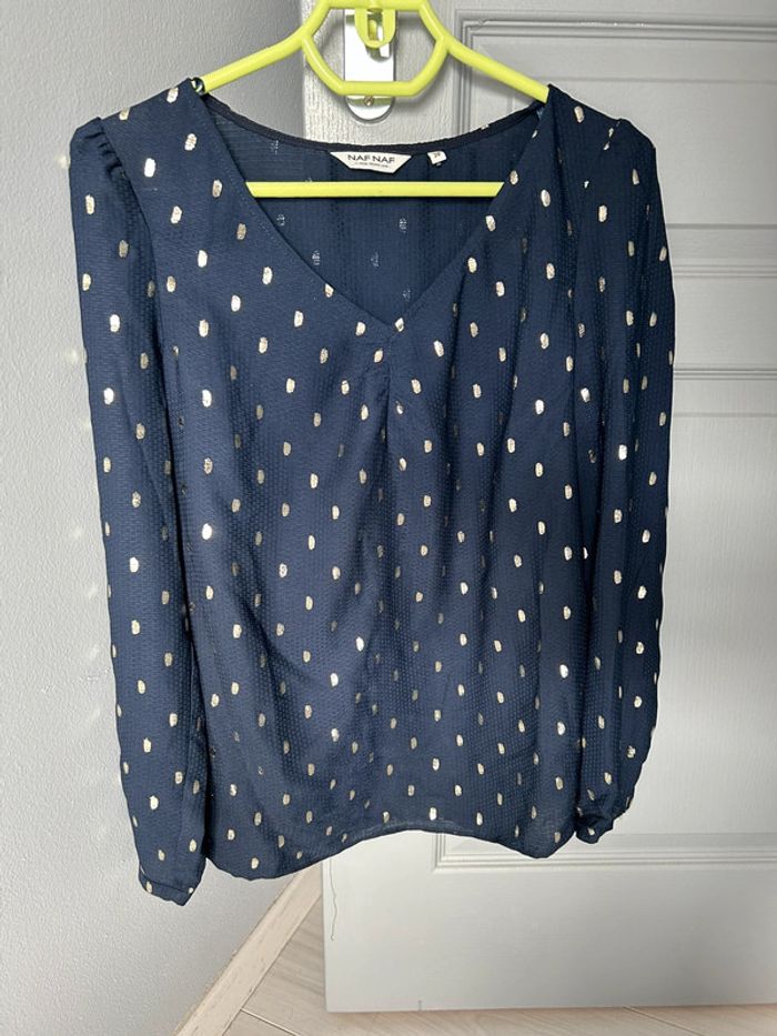 Blouse Naf Naf Marine lurex T. 38