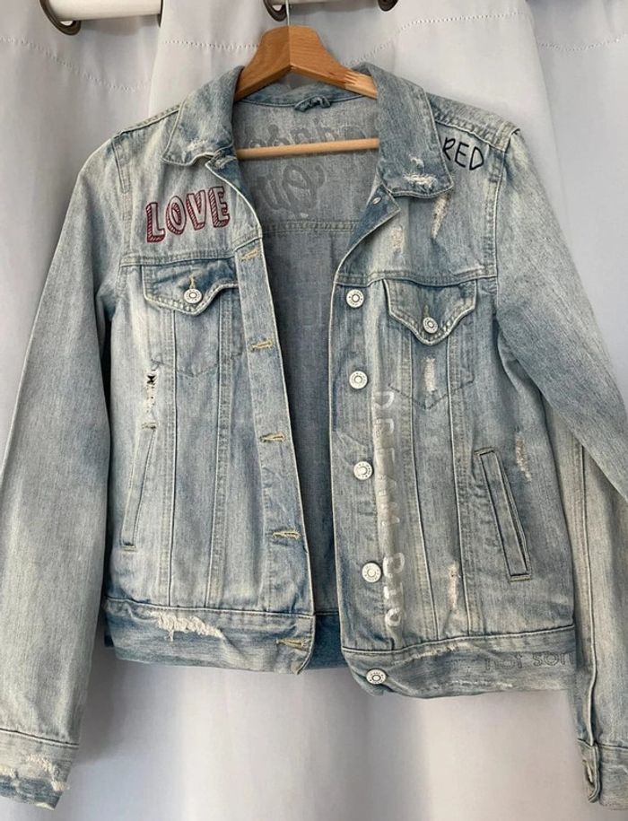veste en jeans femme avec motif