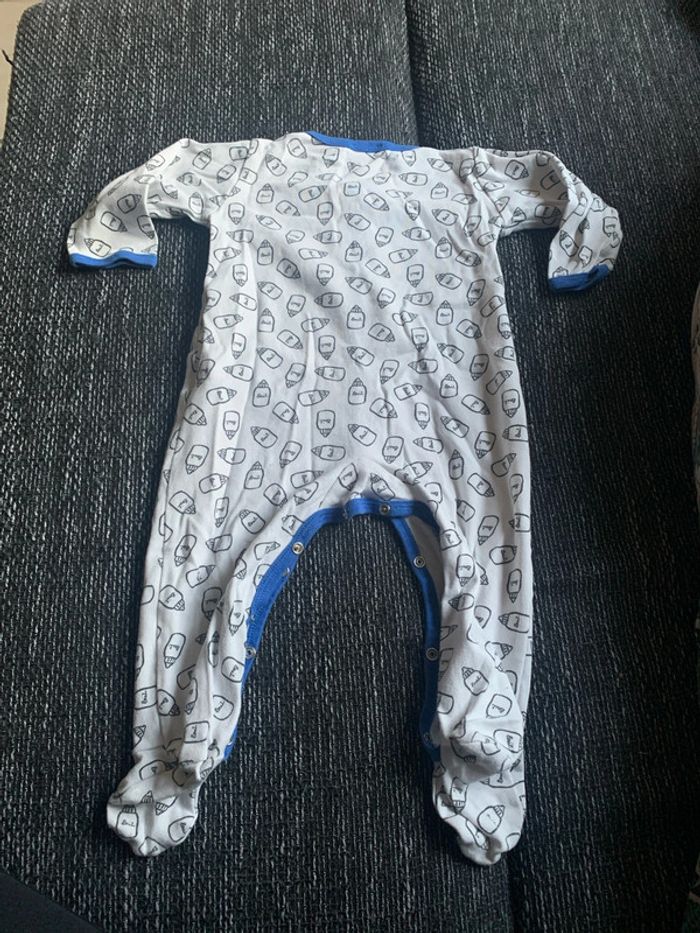 Pyjama Miniman 12mois - Blanc et bleu Lait - photo numéro 4
