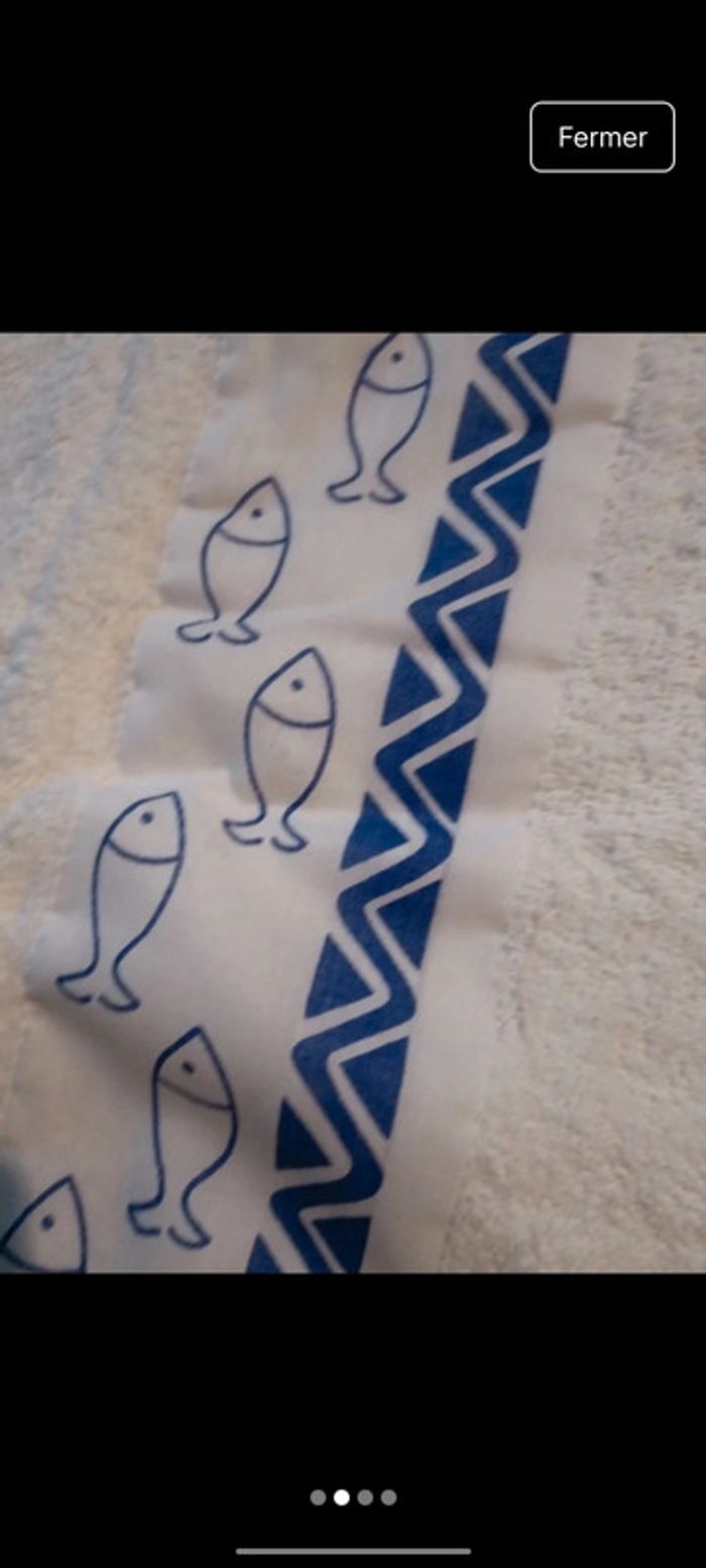 Lot serviettes blanches poissons LR - photo numéro 2