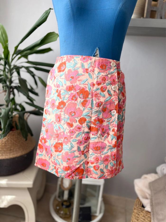 Jupe fleuri « c’est beau la vie » vintage - en très bon état - taille 36/S