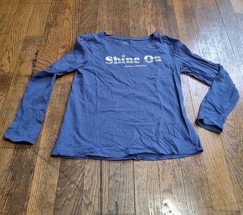 t-shirt manches longues fille bleu imprimé tex taille 9/10ans