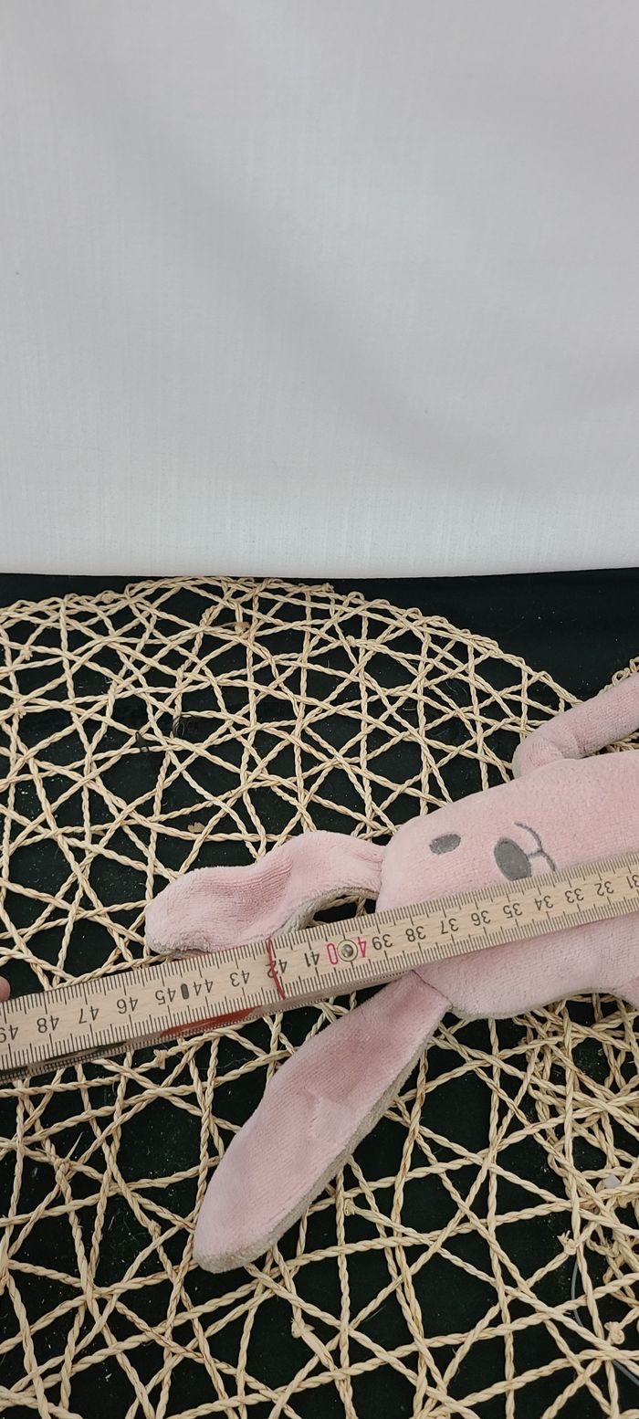 Doudou lapin rose clair marron aux grandes pattes DPAM - photo numéro 3