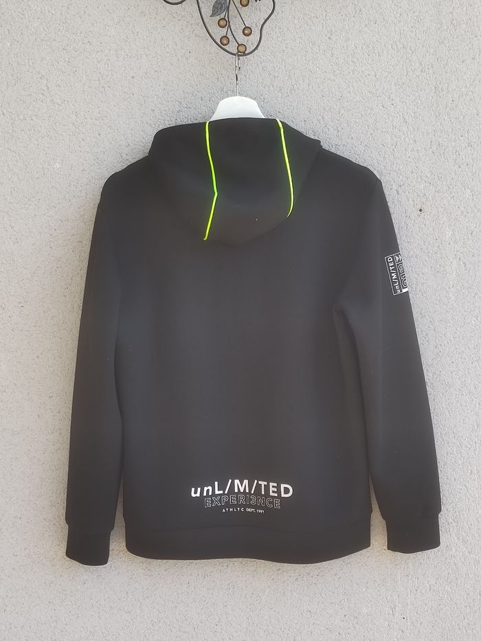 Veste Sweat Zippée gemo Noir Néon - Taille 14 Ans - Douceur Absolue - Comme Neuve ! - photo numéro 5