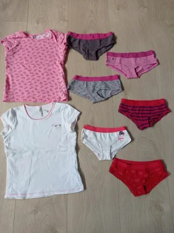 Lot 2 tee shirt blanc et rose et 6 culottes Orchestra 3 ans