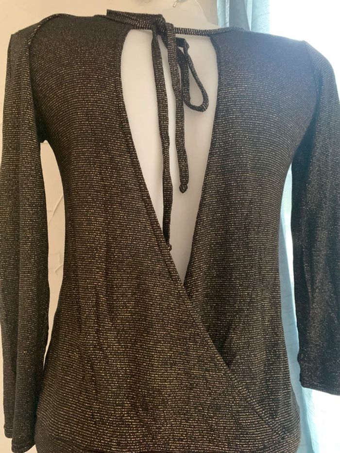 Pull Sister dos nus taille XS-S brillant doré - photo numéro 3