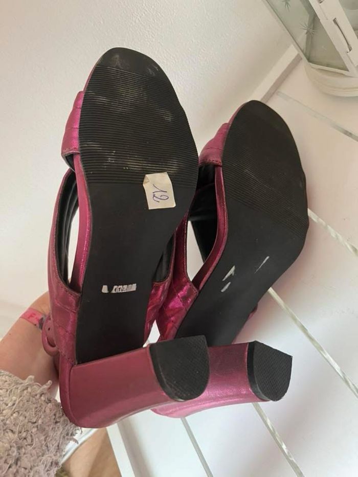 Sandales ouvertes talons violet foncé brillante T40 Atmosphère BE 👡 - photo numéro 5