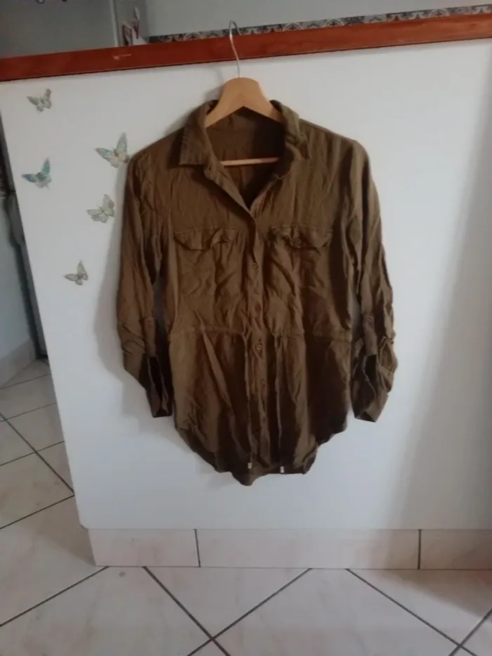 Chemise 38 femme cintrée – kaki c87 - photo numéro 10
