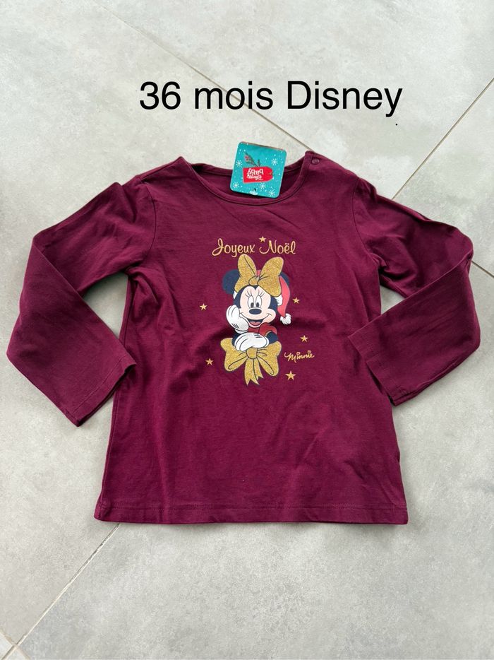Tee shirt manches longues Minnie Noël neuf 36 mois Disney