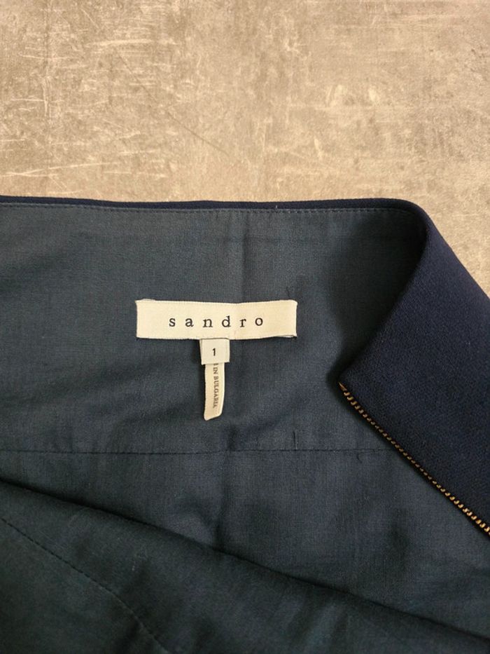 Jupe Sandro bleu marine à volants ondulés taille 36 S chic - photo numéro 4