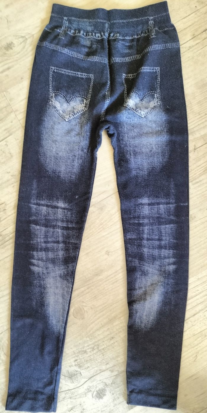 Legging style jean délavé et strass - photo numéro 4