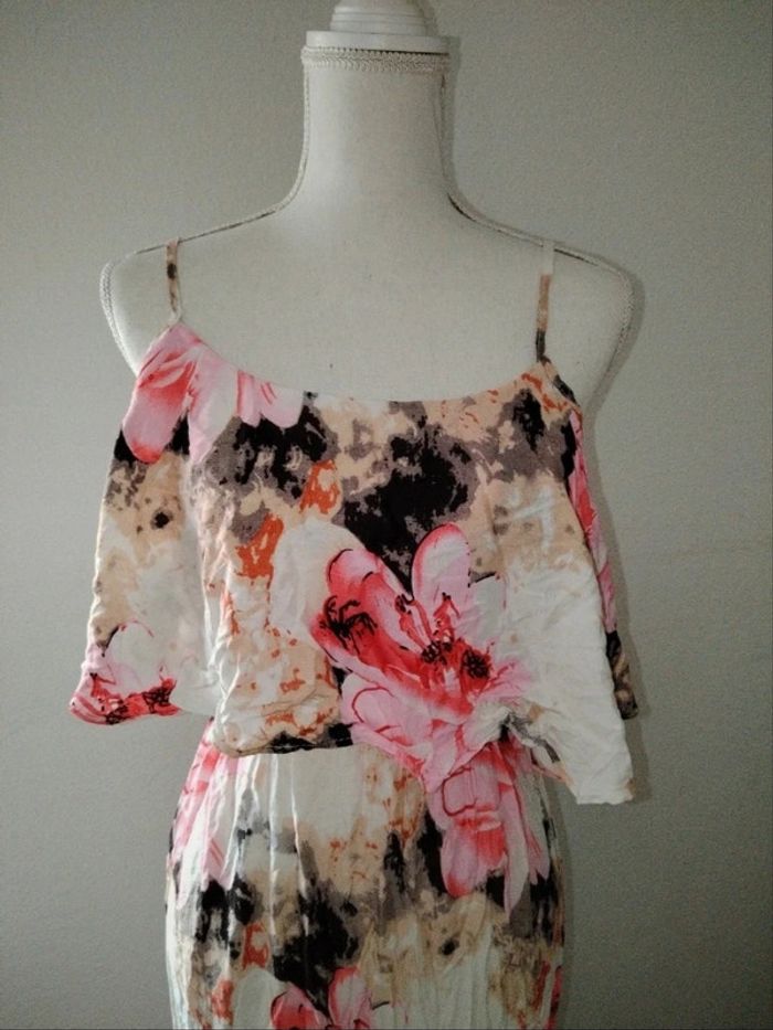 Robe légère longue à fleurs rose - photo numéro 2