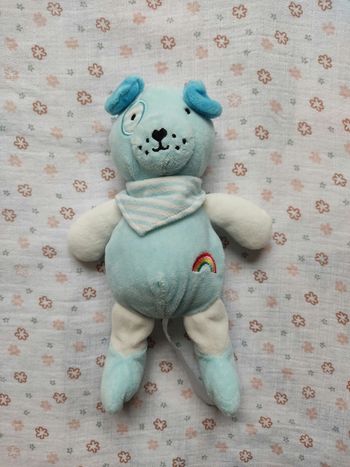 Doudou chien bleu tout avec grelot - Très bon état