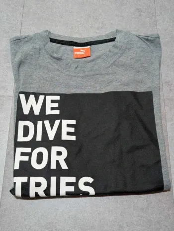 t shirt puma gris homme sport rugby texte taille s