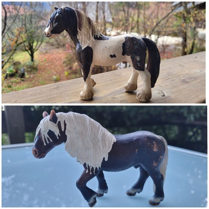 Lot de 2 Chevaux Scheich : 1 marron tâché blanc et un brun crinière blanche
