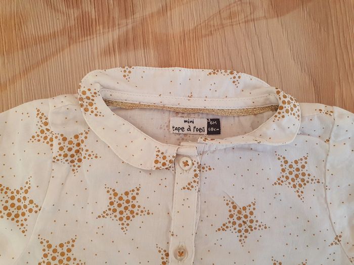 Chemise noel Blanche à Motif Étoile Doré - Tape à l'Œil 6 mois - photo numéro 4