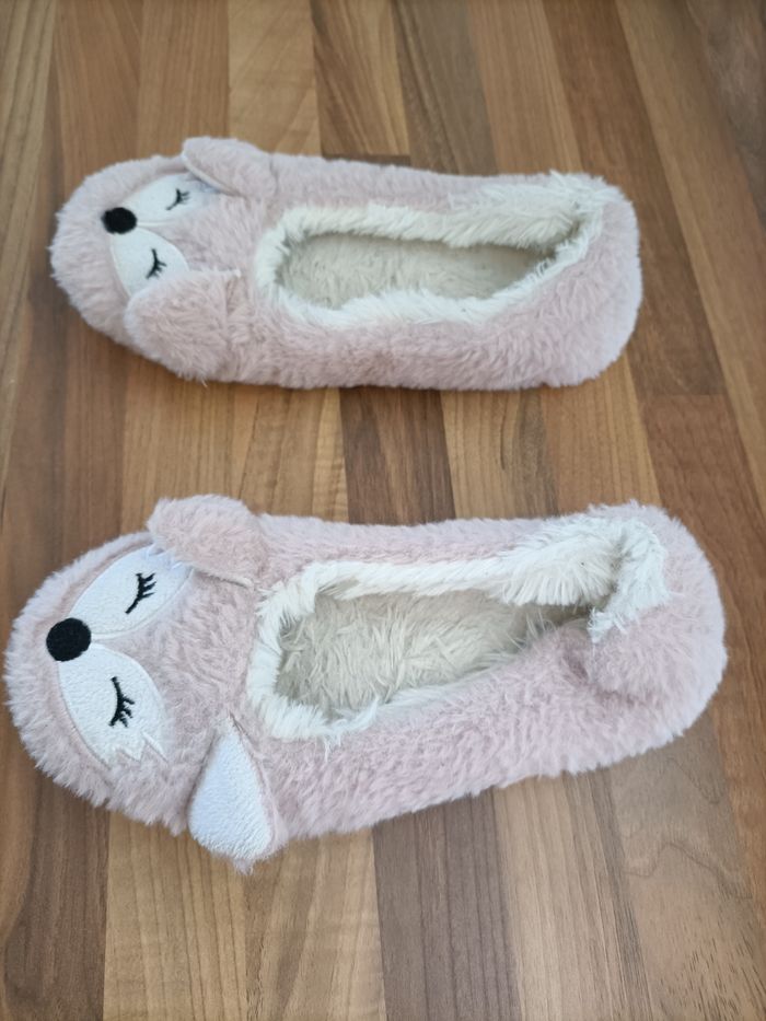 Chaussons peluche rose blanc 37 - photo numéro 4