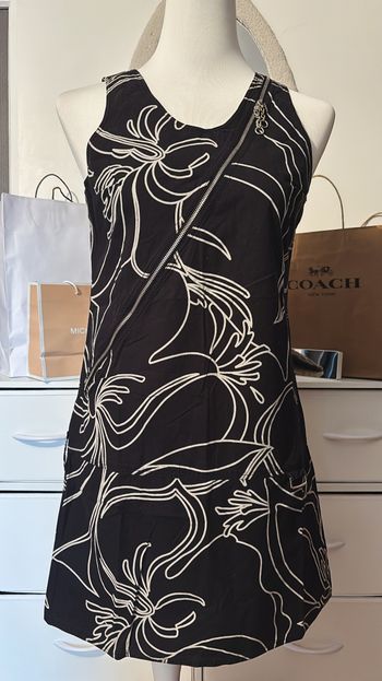 Robe noire sans manches imprimé graphique Bill Tornade T38