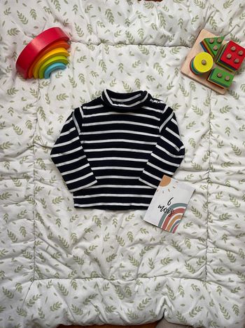 sous pull col roulé marine rayé blanc 6 mois grain de blé