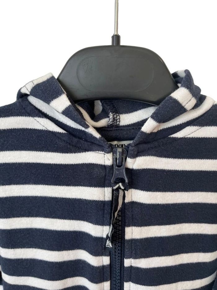 Sweat zippé à capuche marine rayé - Hublot 12 mois / 1 an - photo numéro 2
