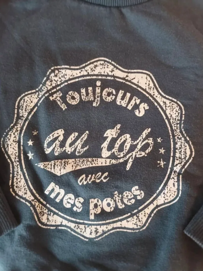 Sweat légèrement molletonné bleu NPO garçon 3 ans - photo numéro 2