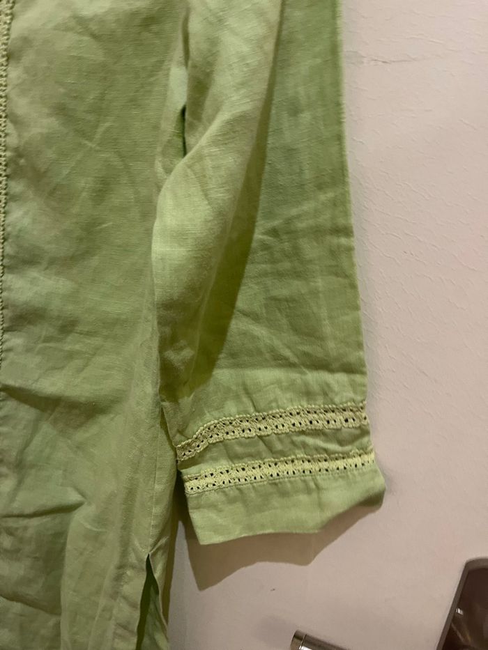 Robe mi longue manches longues verte brodé steffen schraut - photo numéro 2