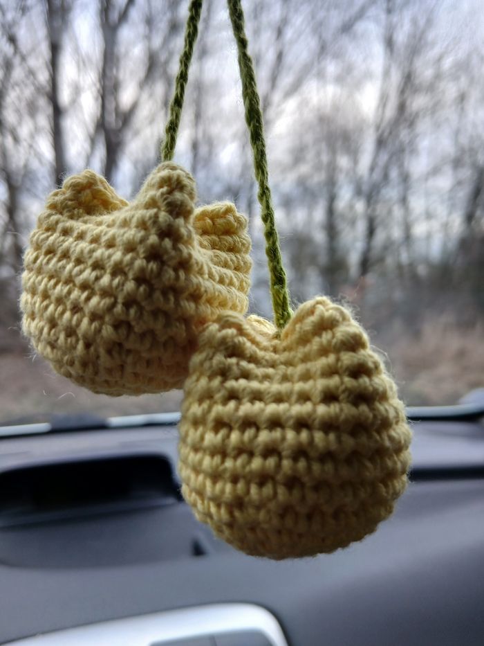 Décoration rétroviseur tulipe jaune - photo numéro 2