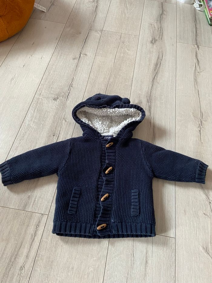 Gilet ou manteau effet moutonné bleu marine - photo numéro 2