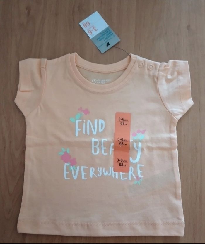 Lot de 2 Hauts manches courtes Neuf avec étiquette 3-6 mois fille Primark - photo numéro 2