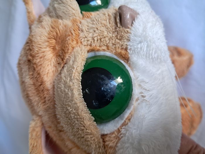 Peluche nounours chat roux orange tigré yeux verts Chilie Russ Berrie - photo numéro 3