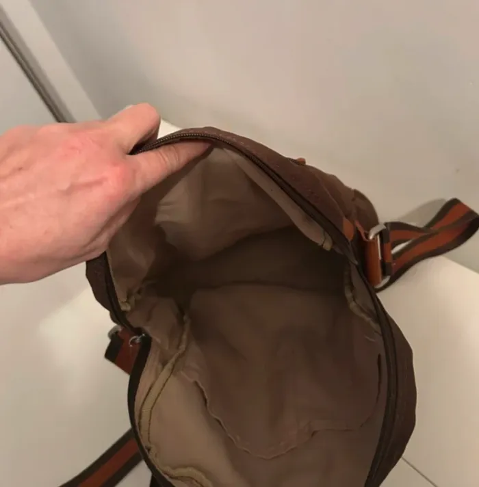 Lancel sac bandoulière en toile marron - photo numéro 5