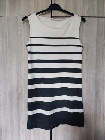 Robe babydoll rayé grise & blanche rétro t S