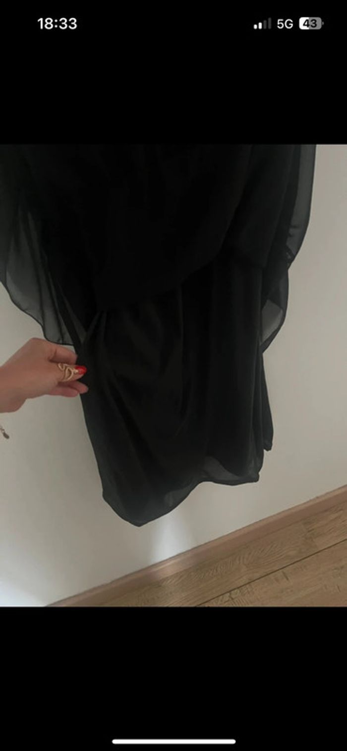 Robe noire en voile doublée - Taille 38, Mim, bas volanté élégant - photo numéro 10