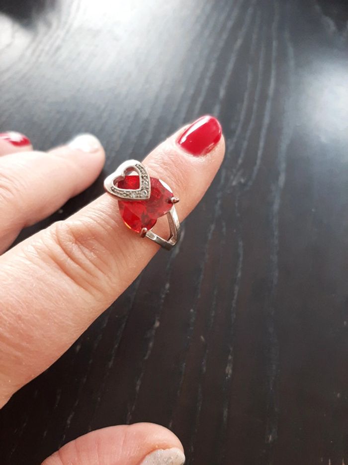 Bague cœur rouge