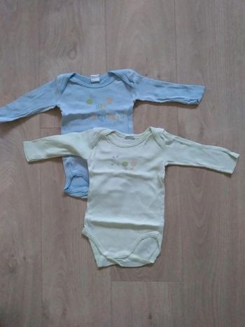 Lot de 2 bodies bleu et vert garçon Absorba 12 mois