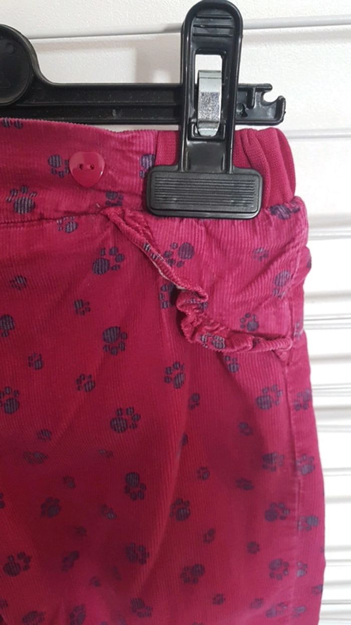 Pantalon roses pattes de chat violettes 86 cm - photo numéro 3