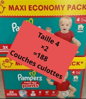 2 carton de couches Pampers taille 4 pants