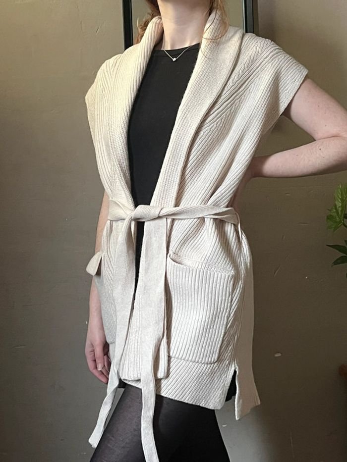 Veste sans manches avec ceinture et poches - crème - photo numéro 6