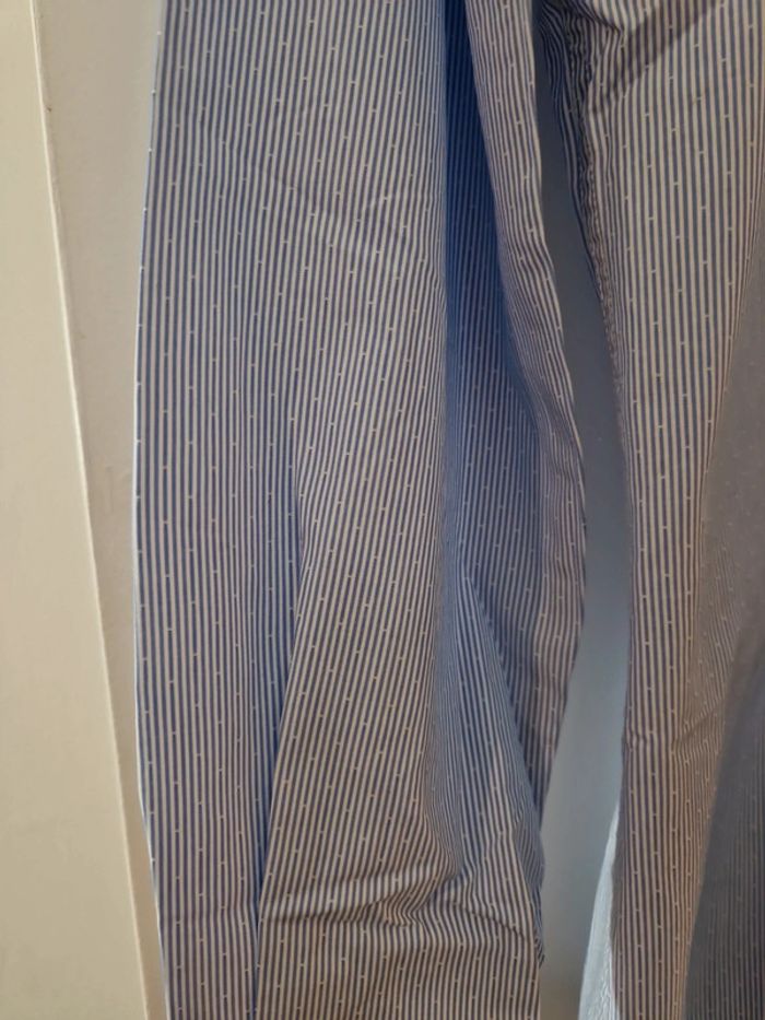 Chemise homme manche longue slim fit bleu clair blanc rayé TBE taille S celio - photo numéro 3