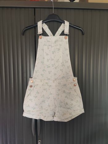 Salopette short Kiabi 12 ans blanc a fleurs 