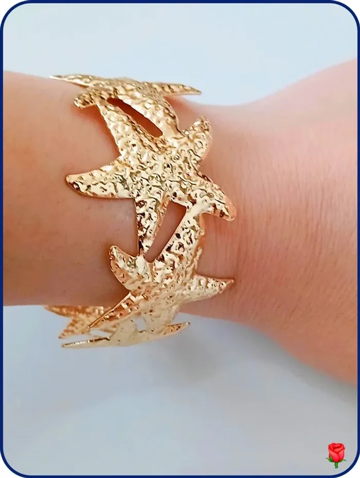 Bracelet manchette doré étoiles de mer – style bohème chic tendance