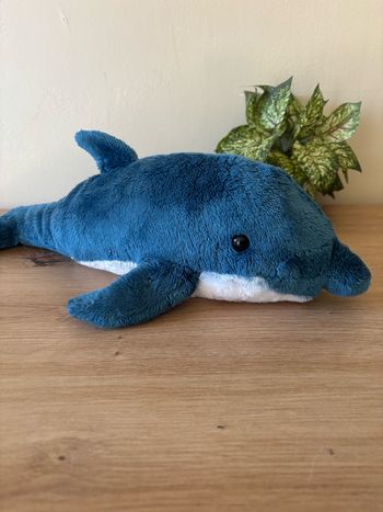 Doudou peluche dauphin bleu blanc gipsy