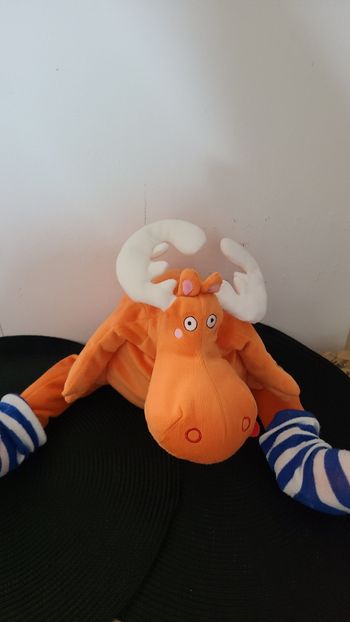Peluche doudou cerf élan renne IKEA bleu orange chaussettes
