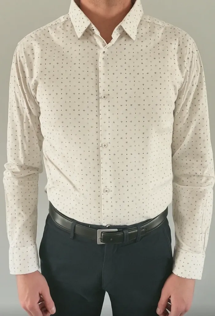 Chemise homme Kiabi Regular Fit – Taille M – Blanc motif losanges