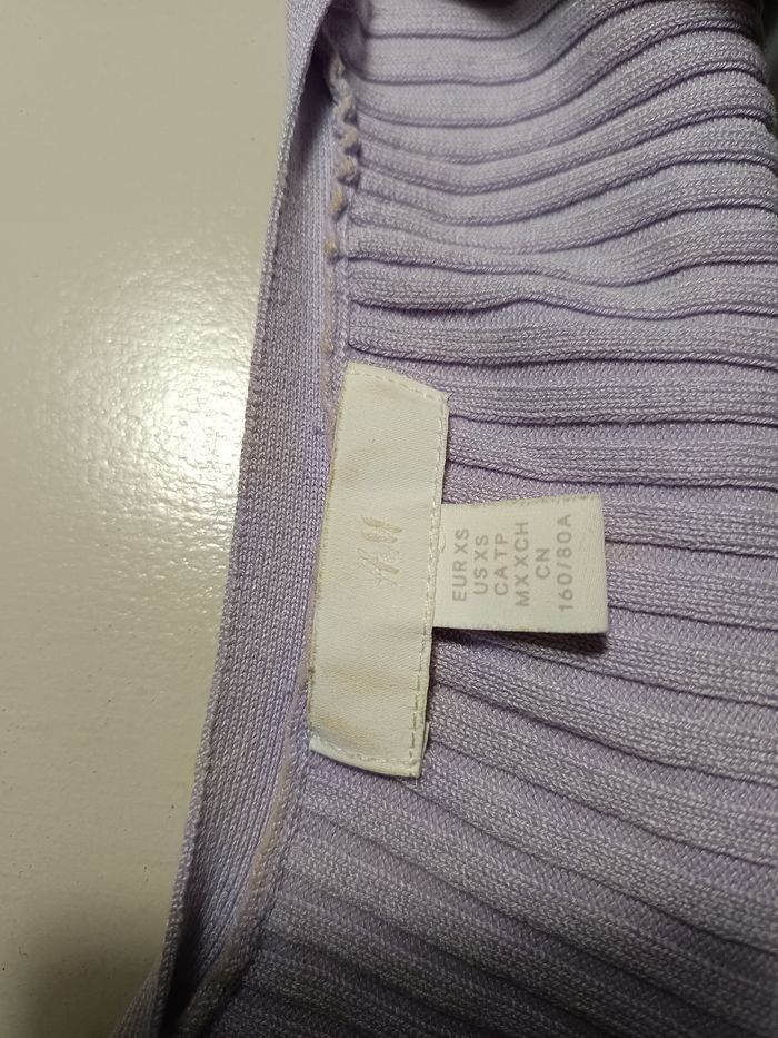 Cardigan côtelé couleur violet/lila/pastel taille XS - photo numéro 3