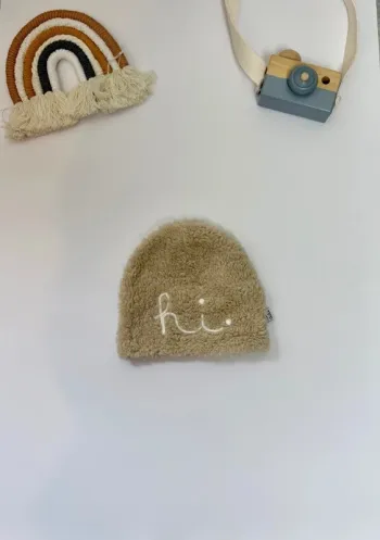Bonnet bébé Aai Aai beige peluche 0-3 mois neuf