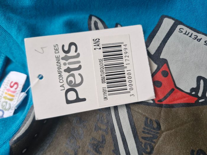 T-shirt manches longues 2 ans La Compagnie des Petits Bleu Chevalier armure épée bouclier - photo numéro 4