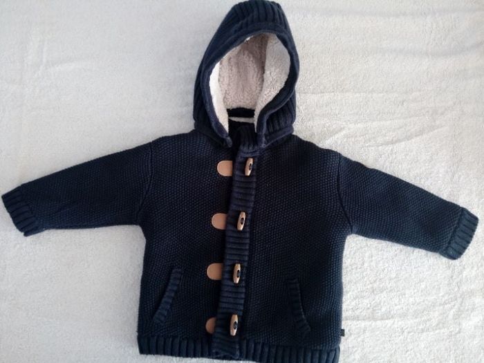 Gros gilet d'extérieur Obaïbi 9-12 mois bleu marine (réf perso O26)(familleac72)
